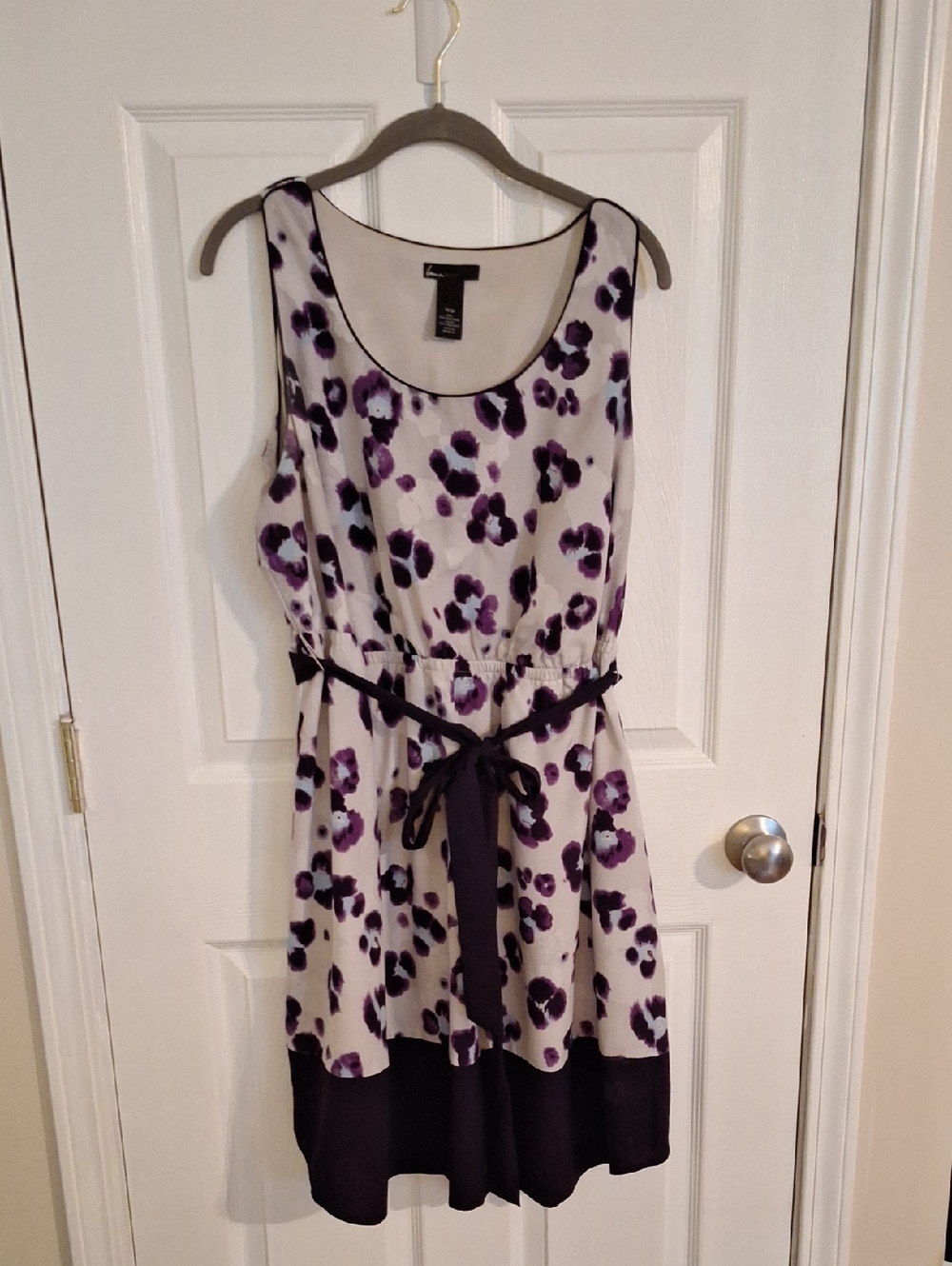 Lane Bryant Cream Dress with People Floral Print And Trim